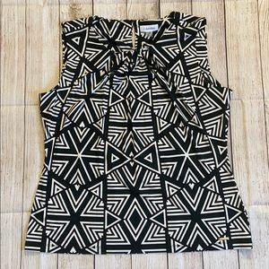 Calvin Klein - printed pleat neck sleeveless top
